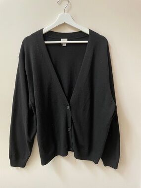 a new day Black V-Neck Button Front Cardigan Sweater